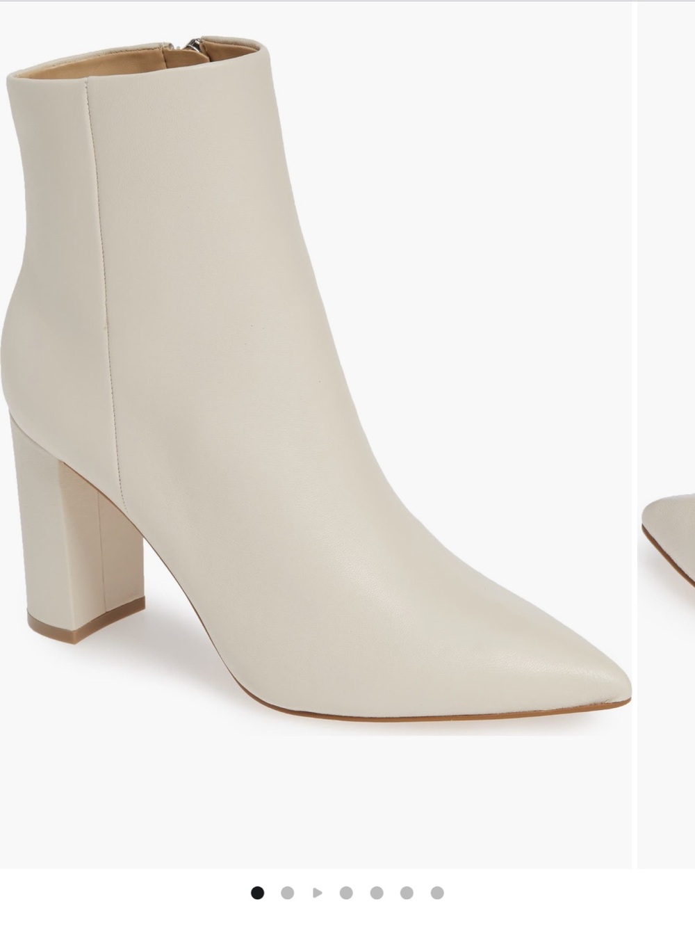 Marc Fisher Pointed Toe Cream Block Heel Ankle Bootie